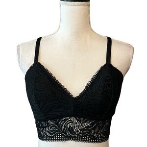 Auden Lightly Lined Floral Lace Bralette Women’s SZ Medium in Black